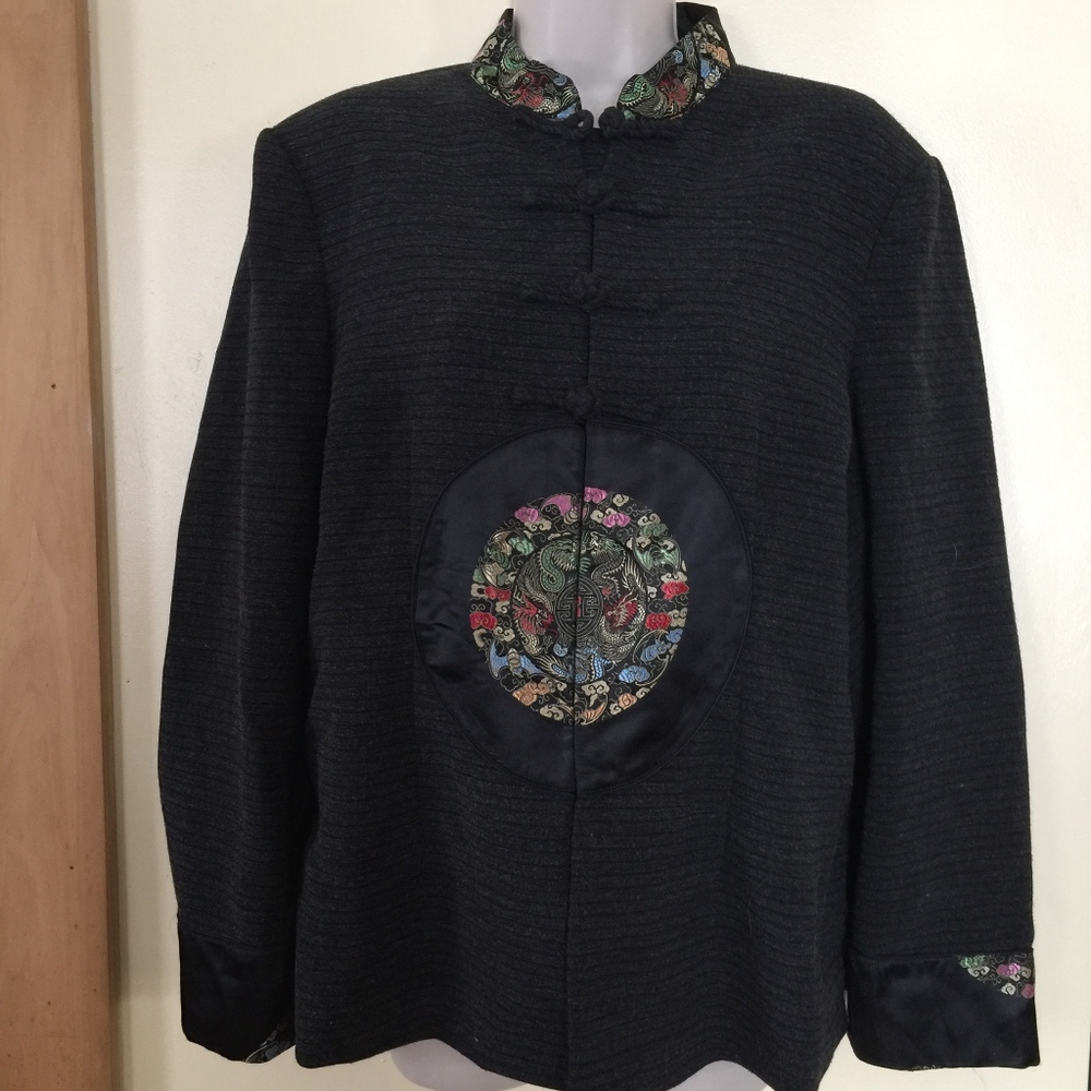 April Cornell Black Lined Patterned Jacket/Lined - image 2